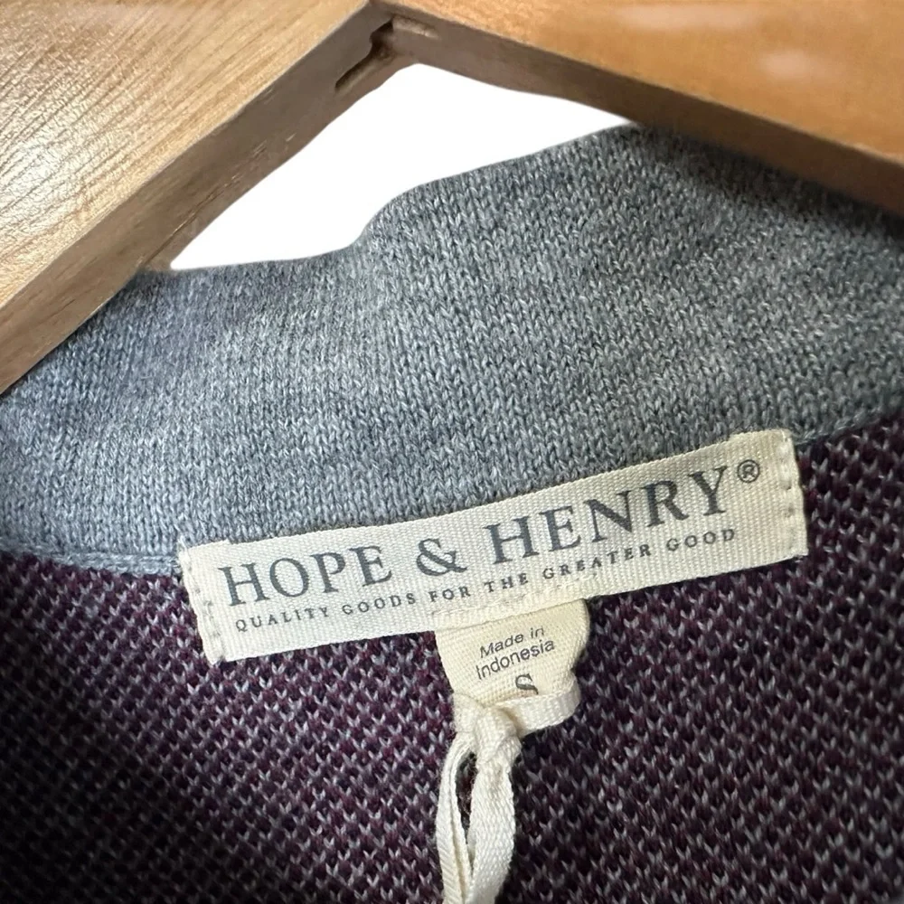 Hope & Henry Sweater Cape Plaid Windowpane Sz Sm Black Grey Organic Cotton Shawl